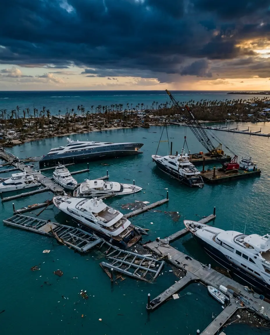 Marine salvage operation in progress at sea
